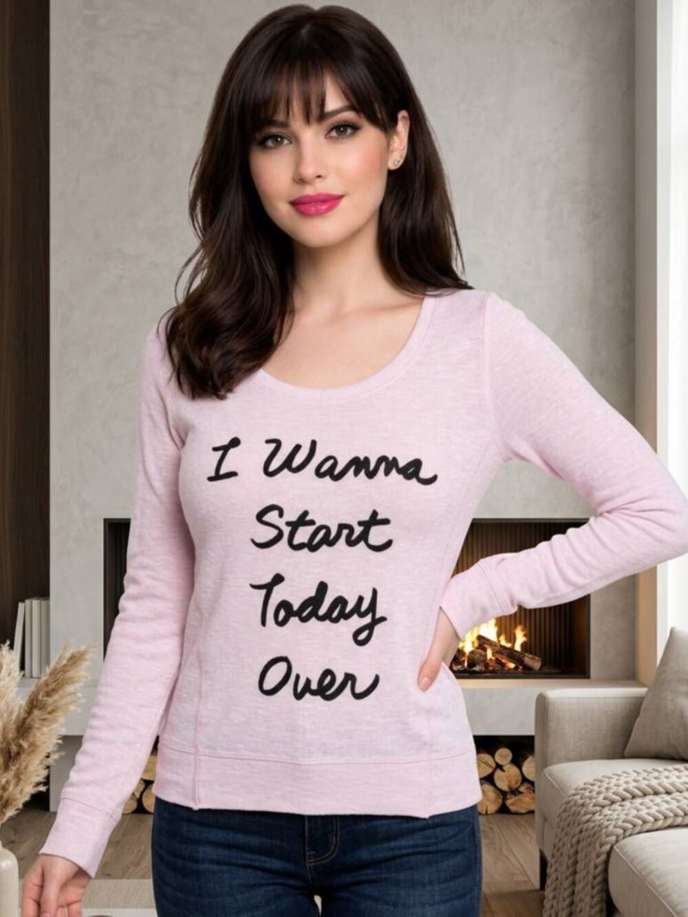 🔹️Aeropostale Pink I Wanna Start Today Over Sweater Medium
